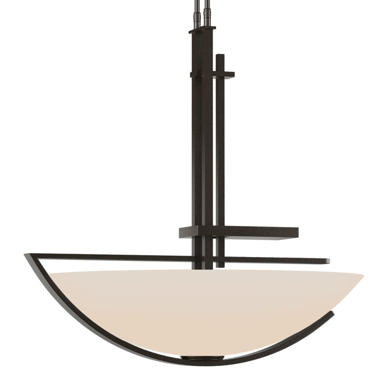 Ondrian 3 - Light Unique/Statement Bowl Pendant, Opal, Oil Rubbed Bronze