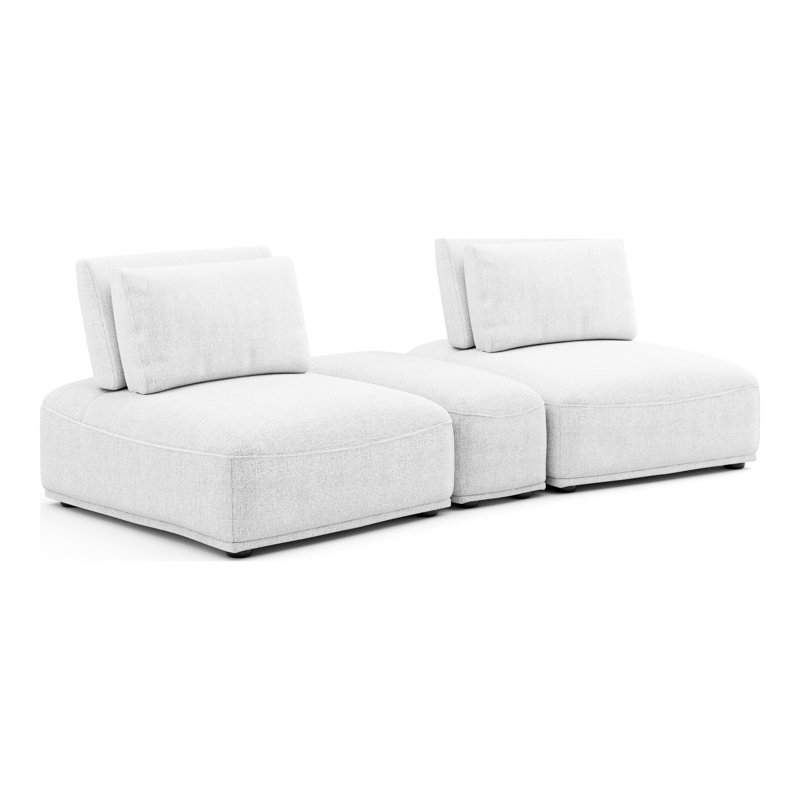 Aukeem 3 - Piece Upholstered Sectional, White Polyester