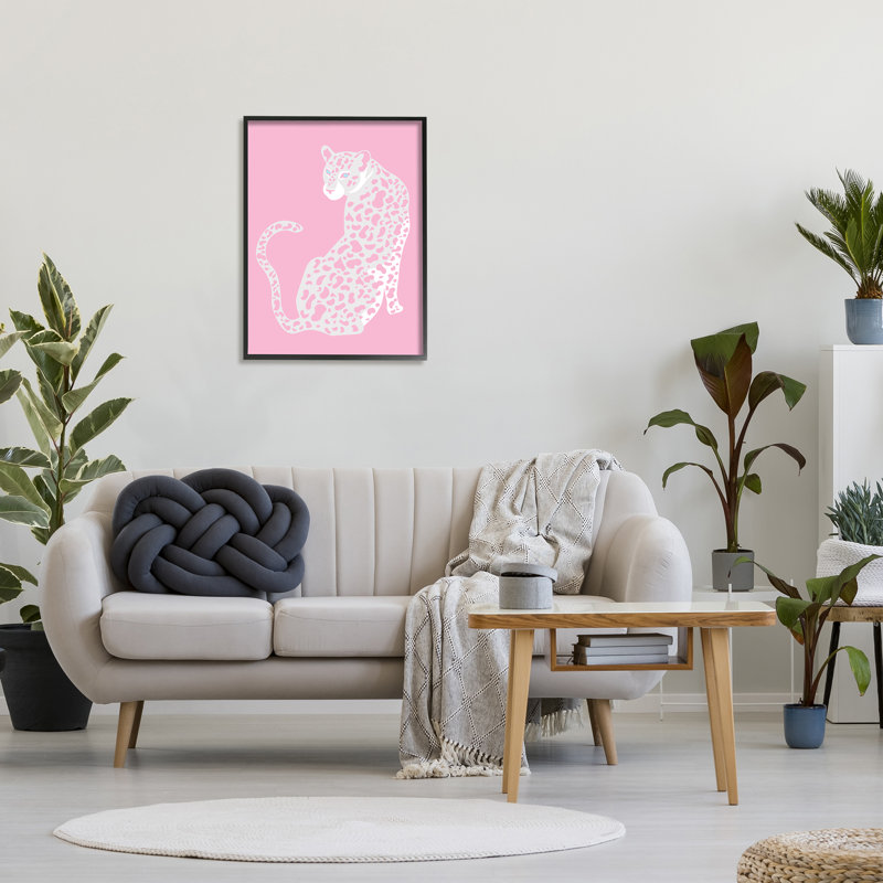 «Pink Modern Leopard Cheetah Piercing Gaze» par Birch & Ink - cadre flottant, impression sur toile