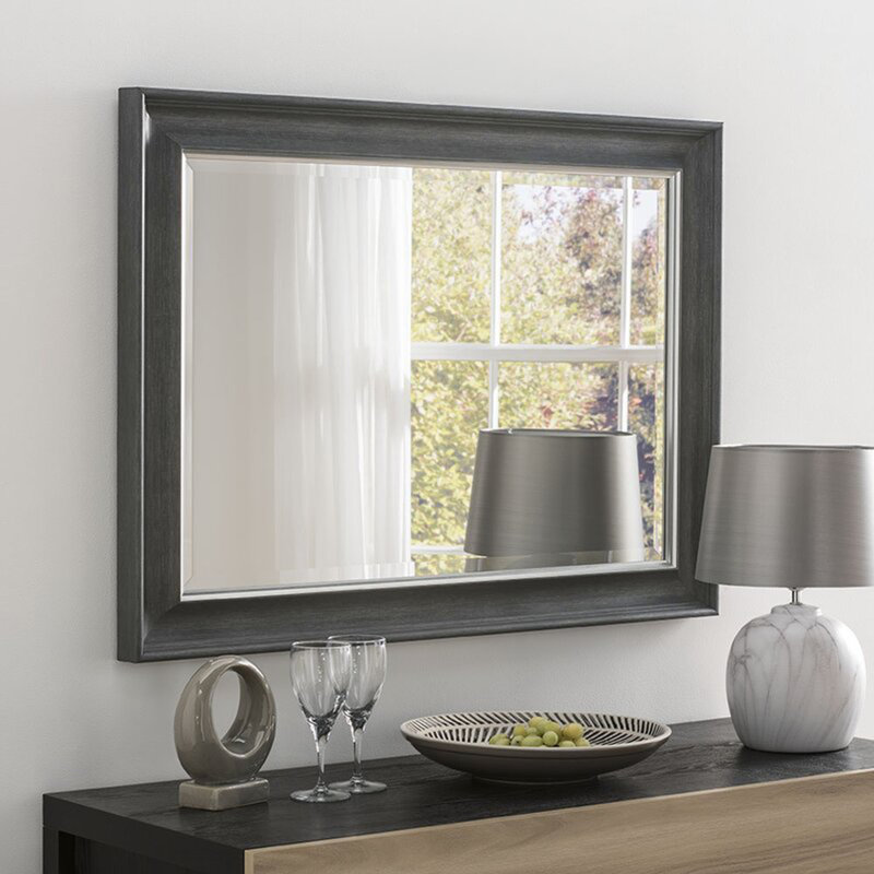 Oklee Square Mirror, 76cm x 65.8cm , Dark Grey/Silver