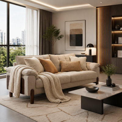 3 Seater Modern Boucle Upholstered Sofa