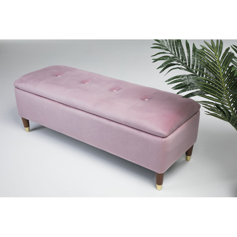 Agnon Upholstered Storage Bench, Pink
