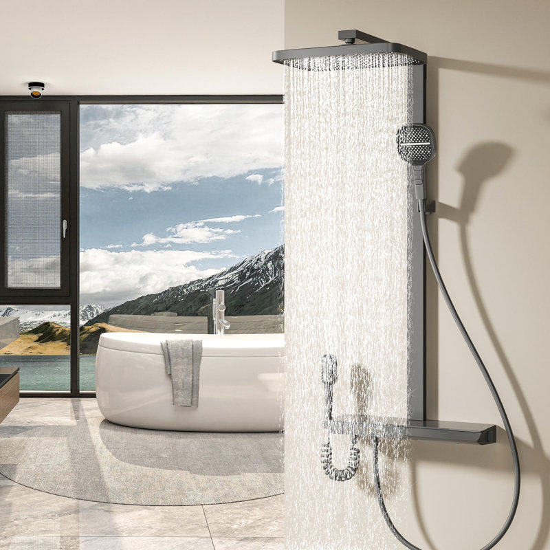 Système de douche thermostatique à quatre fonctions, Gris arme