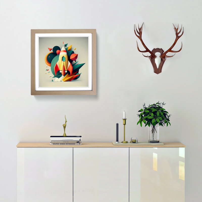 Rocket Geometric - Framed Print, Oak