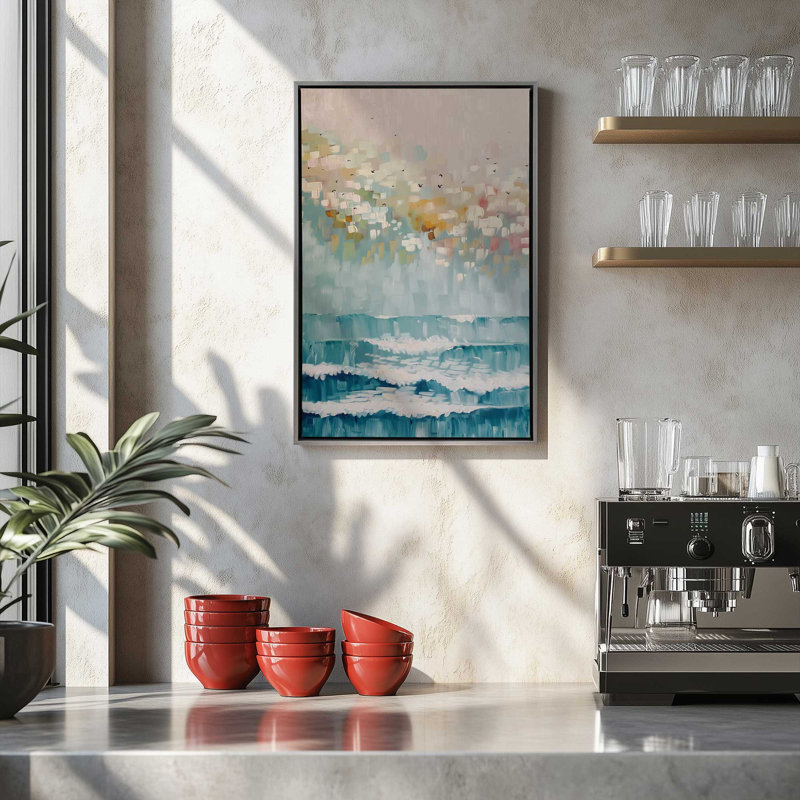 Seaside Sunrise Drift III, H 19 po x l 13 po, Impression encadrée sans passe-partout, Noyer
