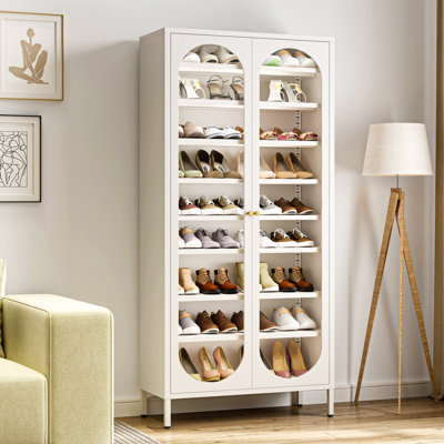 67"H Metal Shoe Storage Cabinet with 8 Adjustable Shelves