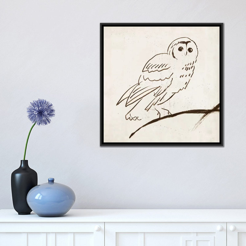 «Owl II», reproduction sur toile, H 18 po x l 18 po x P 1,5 po, Pas de tapis, Toile avec cadre noir
