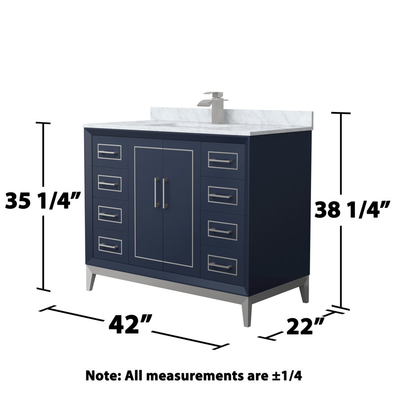 Ensemble de meuble-lavabo simple 42 po Marlena, Bleu foncé, Gris
