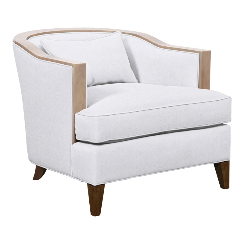 Thom Filicia Home 32.5" Wide Barrel Chair, Havana, Navada Snow Crypton® Performance Fabric