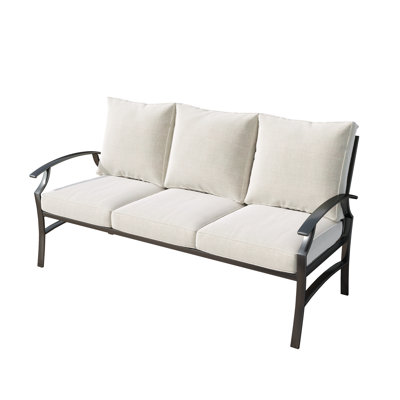 Nickita Metal 3-person Patio Outdoor Sofa With Cushions