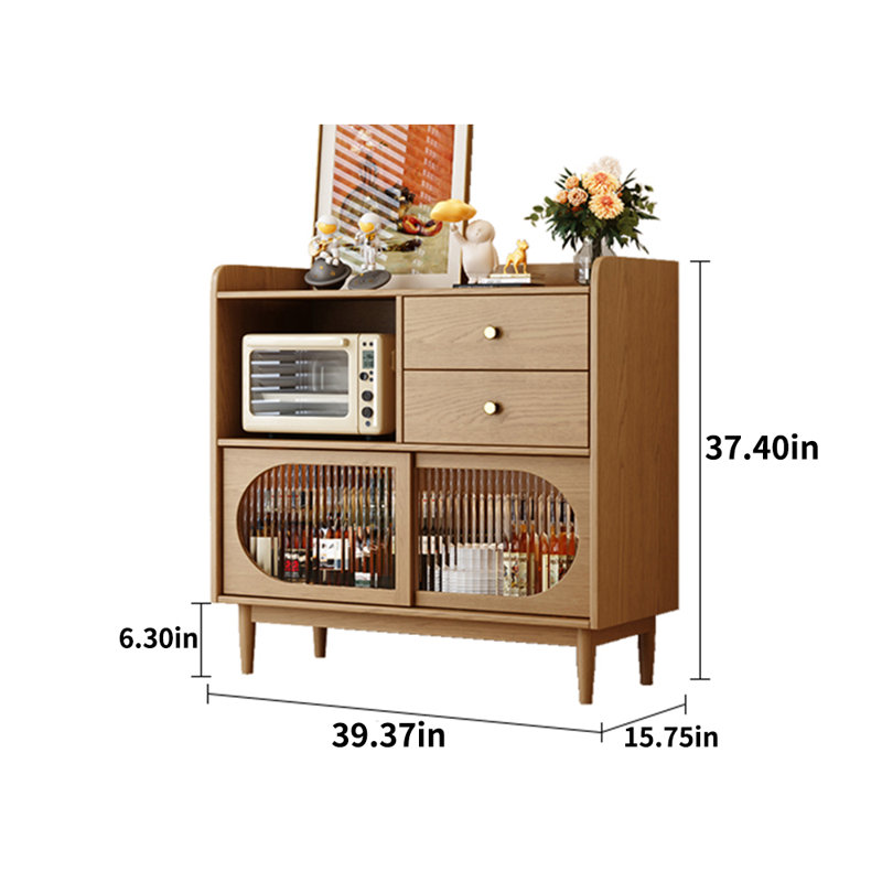 Armoire d'appoint en bois massif, H 37,4 po x l 39,37 po x P 15,75 po, Brun orangé