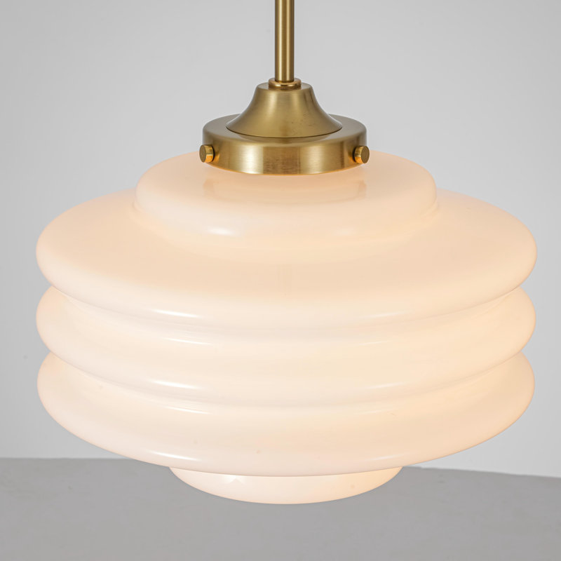 1-Light Modern Lantern Pendant Light with 3-Layer Glass Shade