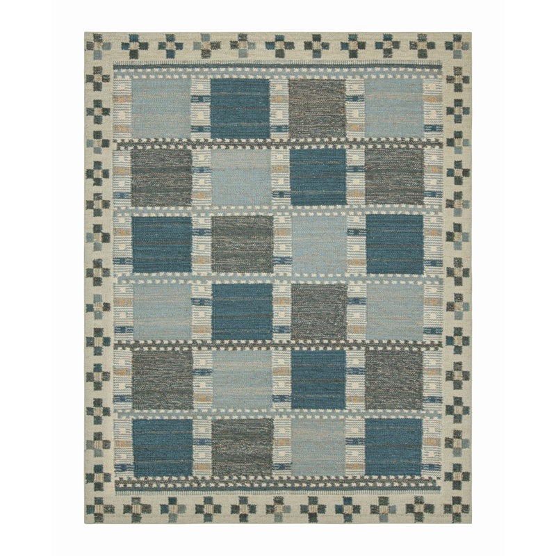 Scandinavian Wool Geometric Area Rug, Rectangle 5' x 8'