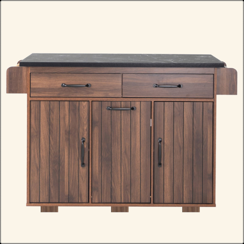 Kitchen Island With Trash Can Storage Cabinet, Kitchen Cart With Drop Leaf, Spice Rack, Towel Rack And Drawer, Rolling Kitchen Island On Wheels With Adjustable Shelf