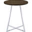 Table bistro ronde de 35 po de hauteur pub avec finition chêne brun, pieds de finition et base géométrique évasée, idéale pour 2 personnes
