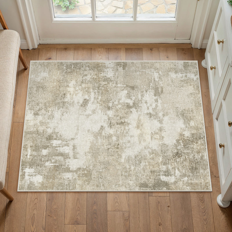 Modern Abstract Machine Washable Area Rug With Non-Slip Rubber Backing, Rectangle 2' x 3'