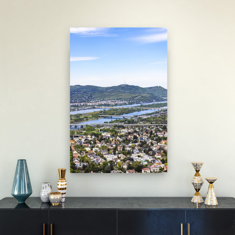 View Toward Kahlenberg From The Danube Tower In Vienna Abstract Contemporary Architecture City Wall Art Print by Melanie Viola - Print