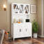 Grande armoire de rangement pour garde-manger avec portes en verre, tiroirs et tablettes ouvertes, armoire de rangement autoportante pour le salon (armoire)