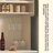 47.24" Cream Tall Sideboard, Stone Top Cabinet with Lights & Glass Doors, Multi-purpose Tea & Wine Storage Cabinet for Kitchen