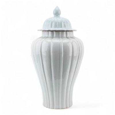 Pale Blue Fluted Jar with Lid