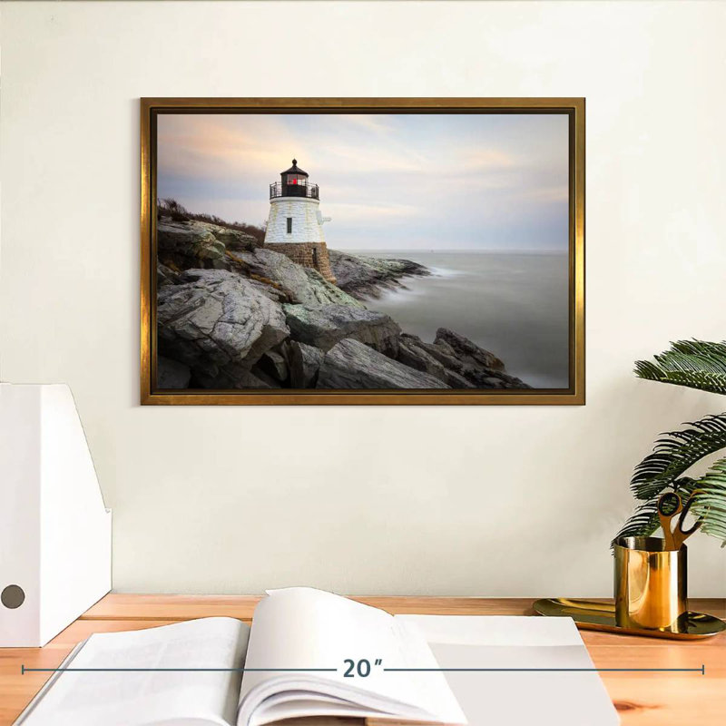Phare de Coastal Castle Hill, Cadre flottant doré, 13 po x 9 po