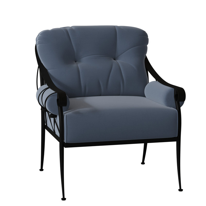 Chaise de patio Derby, Blanc patiné, Sunbrella® Spectrum denim