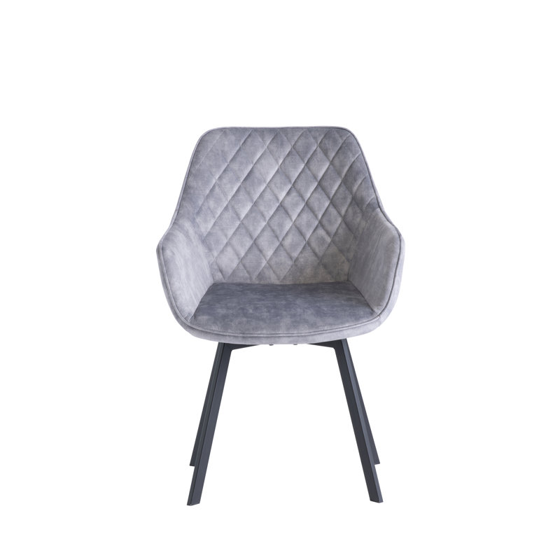 45cm H Velvet Upholstered Side Chair, Silver