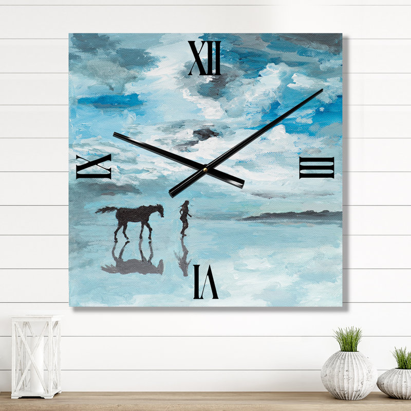 Horloge murale Peaceful Scene of Man and Horse, Petit