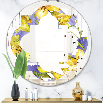 Miroir mural sans cadre à motif de coquelicots