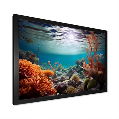 Lumière profonde sur les trésors cachés de corail - salon d'art mural plage et océan