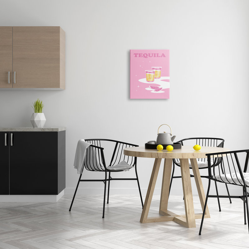 «Bold Pink Tequila Shots Kitchen Cocktail» par Birch and Ink - impression, Toile tendue, H 20 po x l 16 po x P 1,5 po