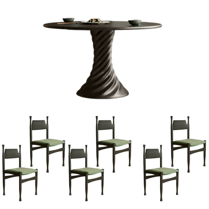 Ensemble de table ronde à pieds rotatifs, Noir