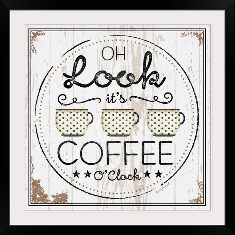 "café-heures" par jennifer pugh, art textuel, Cadre noir, H 32 po x l 32 po x P 1 po