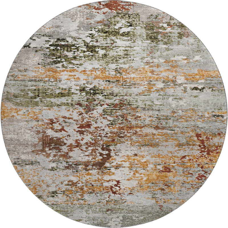 Premium Machine Washable Ashington AMF1830 Modern Rug, Round 8'