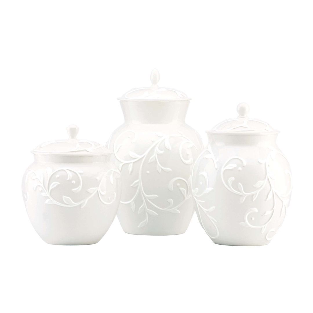 Opal Innocence Carved 3 Piece Storage Jar Set Lenox