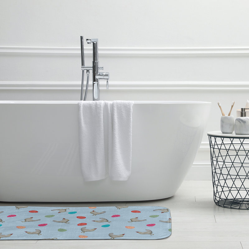 Borka Microfiber Non-Slip Bath Mat, Blue, 21" W x 34" L