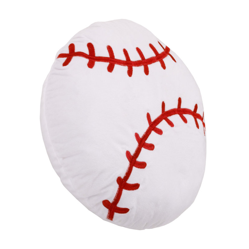 White and Red Embroidered Baseball Toddler Pillow