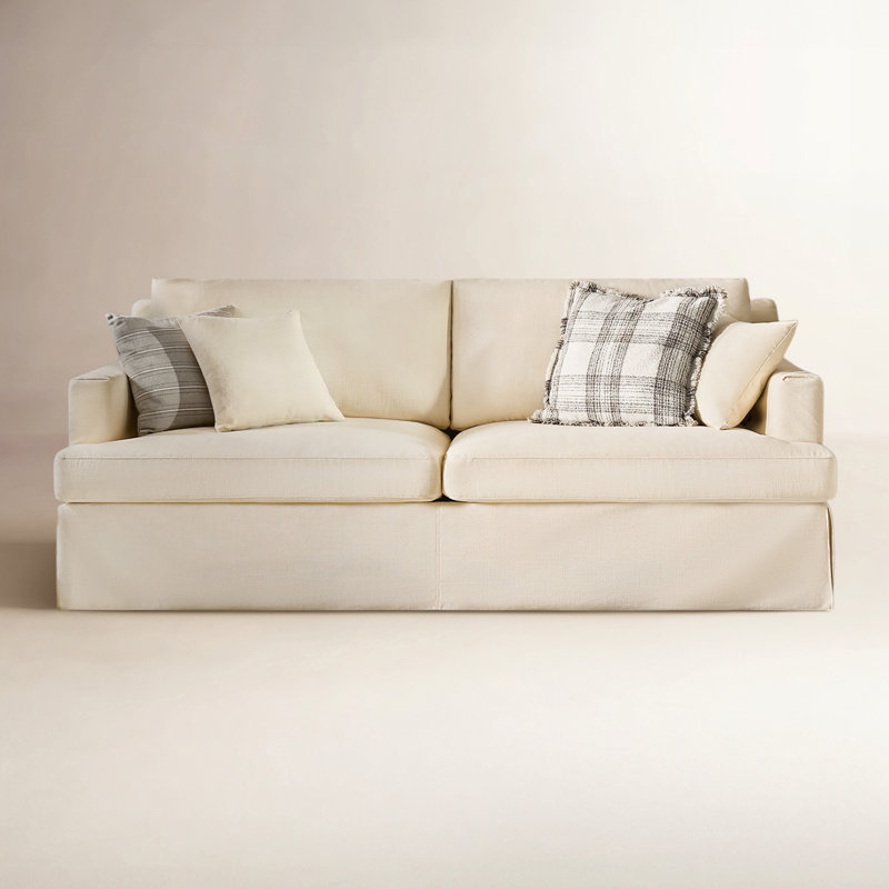 Lucie 84"W Slipcovered Sofa, Linen