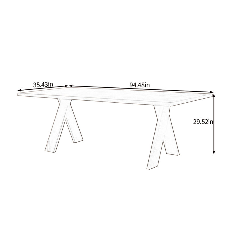 Table écologique en bois massif, H 29,52 po x L 94,48 po x l 35,43 po