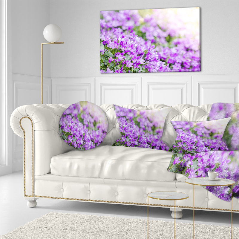 Coussin lombaire floral magnifique bouquet de fleurs campanula