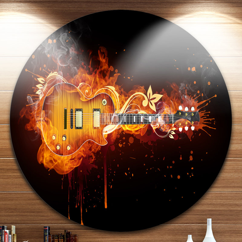 Guitare électrique abstraite Corwin - Impression sur métal, H 38 po x l 38 po x P 1 po, Métal