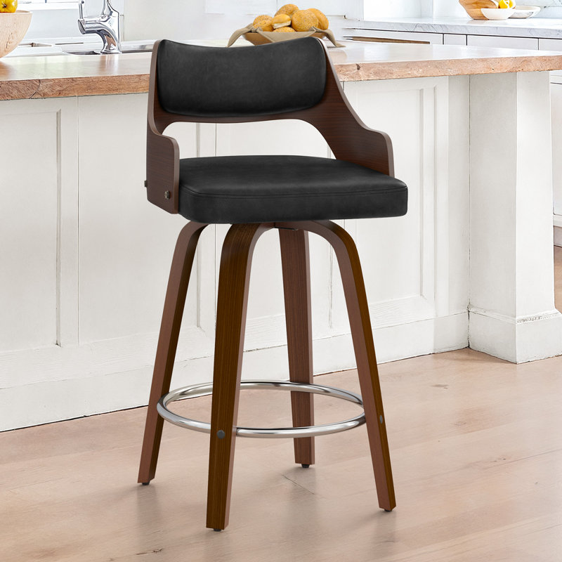 Tabouret de bar pivotant rembourré, tabouret de comptoir avec structure en bois, Vert