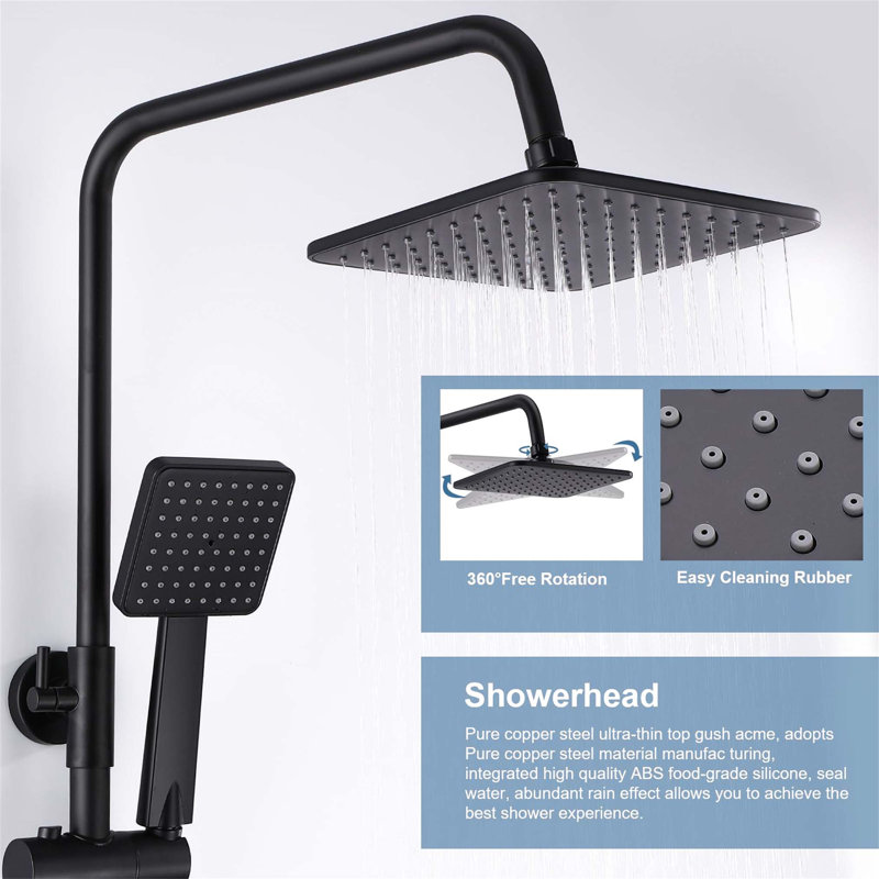 Rain Fixed Shower Head, Matte Black