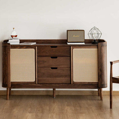 Vintage Sliding Door Rattan Display Case