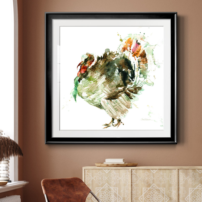 Récolte de dindes - peinture encadrée, H 26,5 po x l 26,5 po x P 1,5 po, Noir