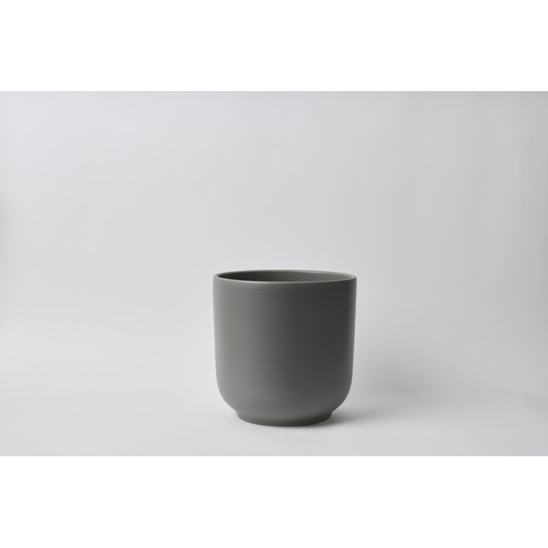Handmade Ceramic Pot Planter, Gray, 11.25" H x 11.75" W x 11.75" D