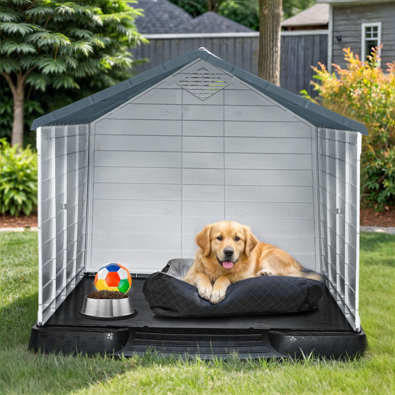 Niche pour chien Shelia, H 38,8 po x l 38 po x P 41,3 po, Gris / blanc / noir