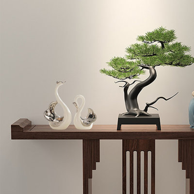 Ensemble de figurines élégantes en céramique Swan - parfait pour la chambre à coucher, le bureau et le bureau