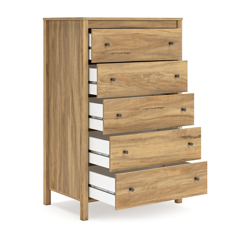 Benjara Maci Tall Dresser Chest, 5 Drawers, Natural Brown Wood Finish, 50  Inch | Wayfair
