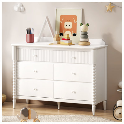 6 Drawer Dresser with Storage, Wide Chest of Drawers